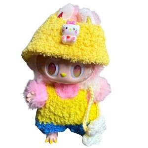 Labubu 3 Piece Outfit – Yellow Hat, Colorblock Outfit & Bag (Doll Not Included)